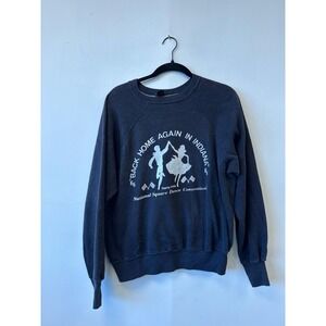 Vintage Back Home Again In Indiana Sweatshirt Mens Medium Black Square Dance 80s